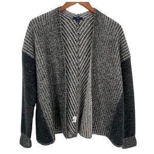 GAP Sweater 100% Lambs Wool Open Cardigan Gray Chunky Knit
